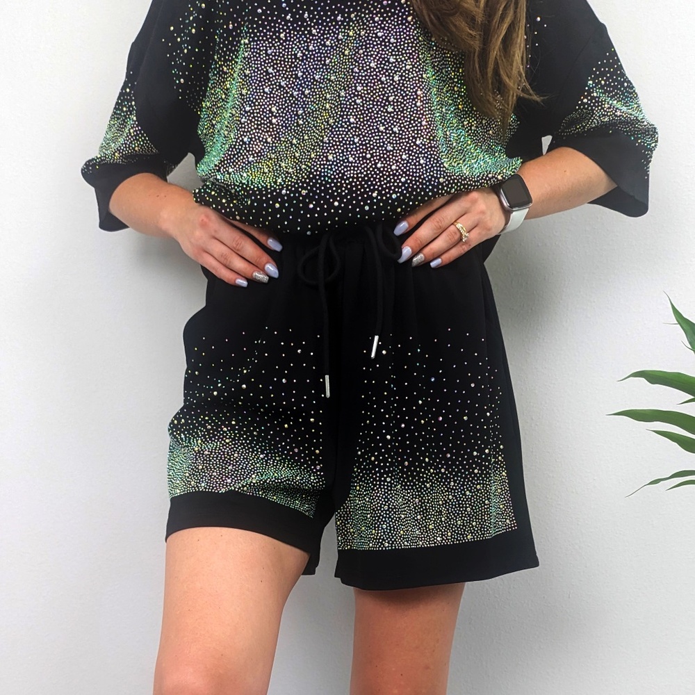 New Cotton Shorts, Drawstring Shorts, Rhinestone Shorts, Embellished Shorts